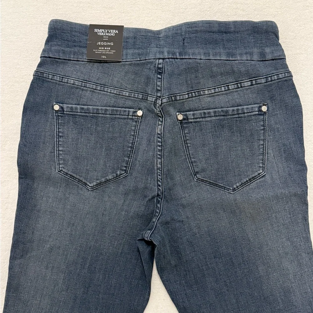 Simply Vera Vera Wang Mid Rise Denim Jeggings Medium Wash Size 10 Long